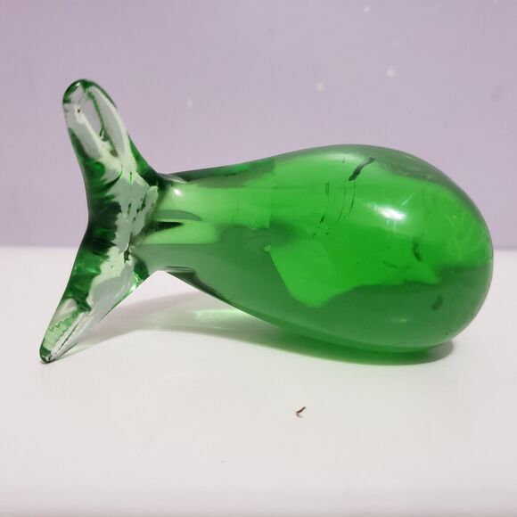 Whale Art Glass Green Figurine Paperweight Home Office Decor 3"×2" - Picture 7 of 9